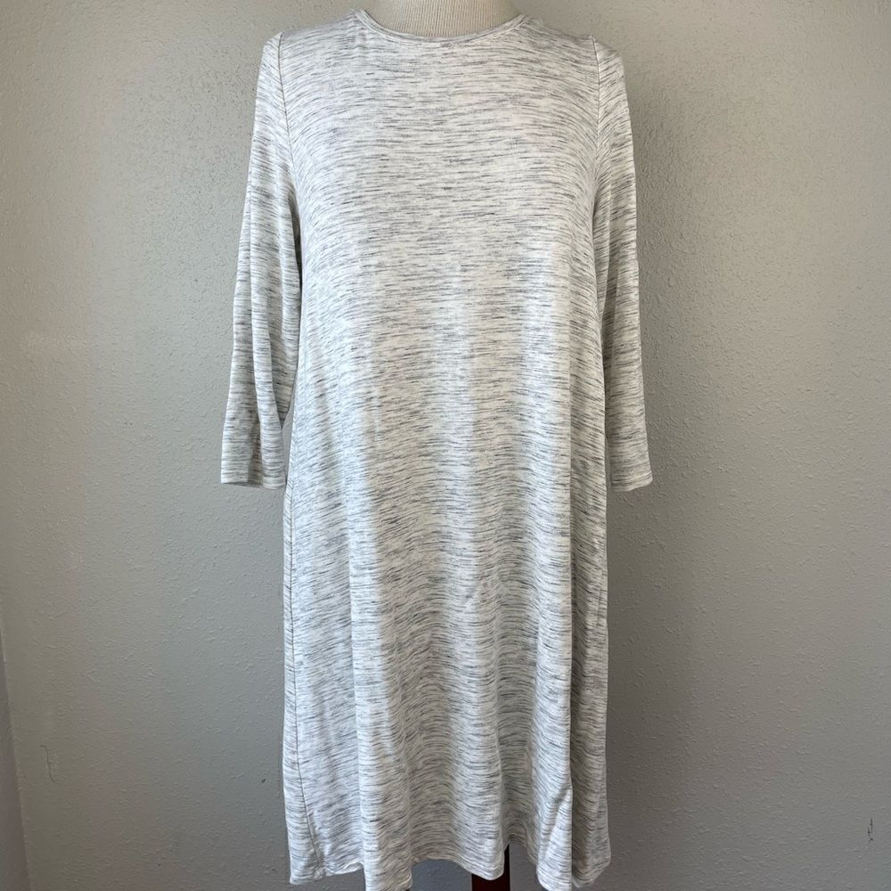 Hilary Radley Gray Heathered Midi Dress Size L EUC
